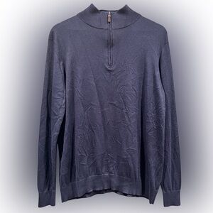 Kinross Men's Cashmere Blue Zip-Up Sweater